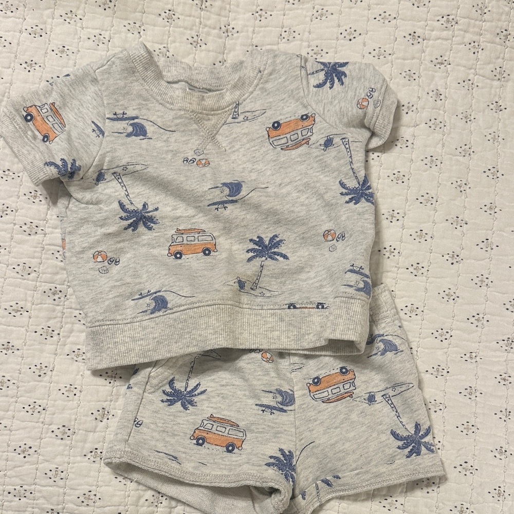 Carter's Light Gray Beach Van Print Matching Set